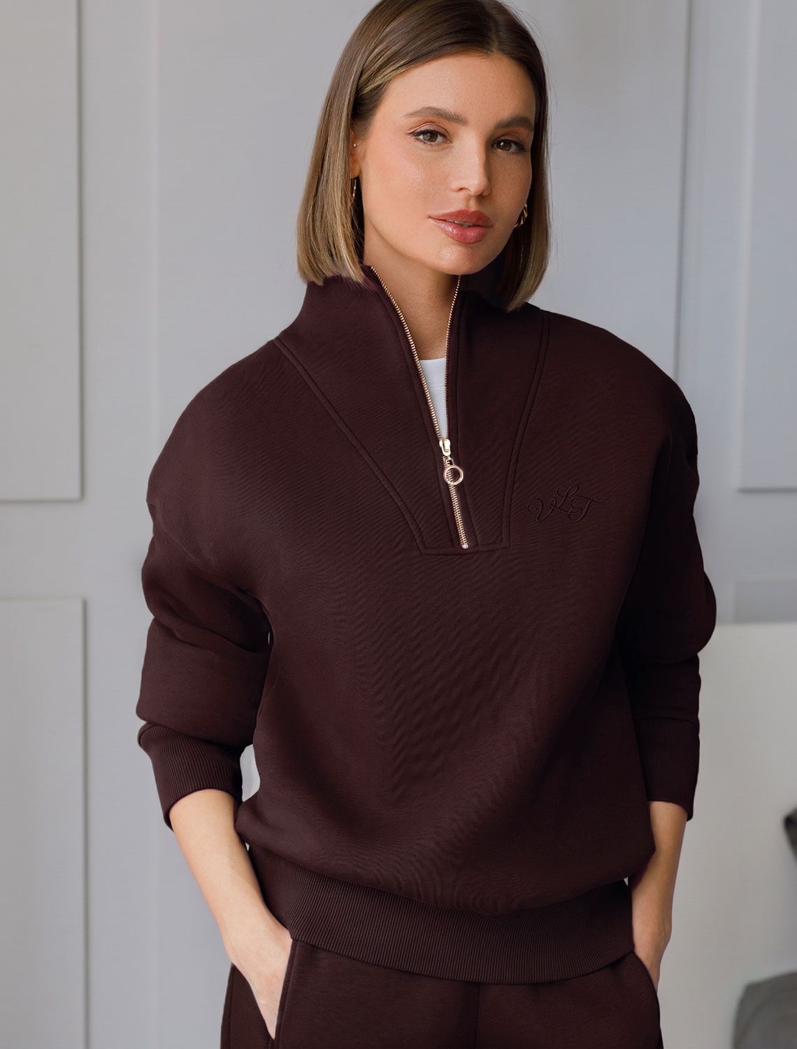 Толстовка халф-зип (half-zip) из премиального футера трехнитки с начесом