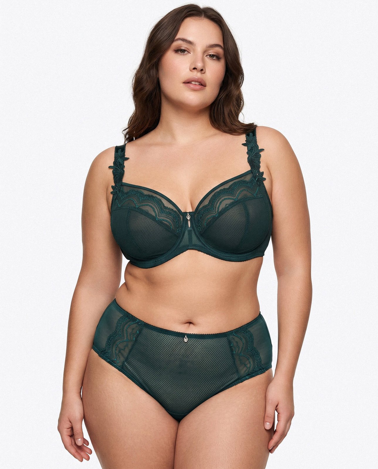 Комплект белья из кружева и сетки с мягкой чашкой на косточках